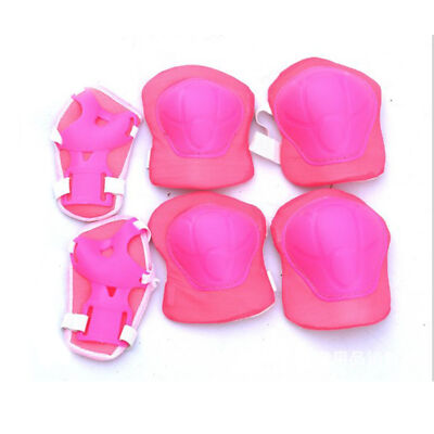 (Pink)7Pcs Kids Skateboard Protection Kit PVC Helmet Knee Elbow Wrist Pad CH