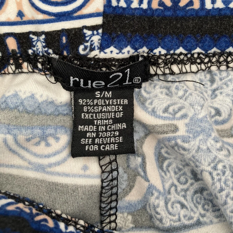 YTK Rue 21 Leggings Mujer Pequeño Mediano Estampado Elefante Azul Blanco Foto 3 de 4