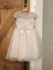 Bonnie Jean Flower Girl Dress Champagne Embroidered Size 5