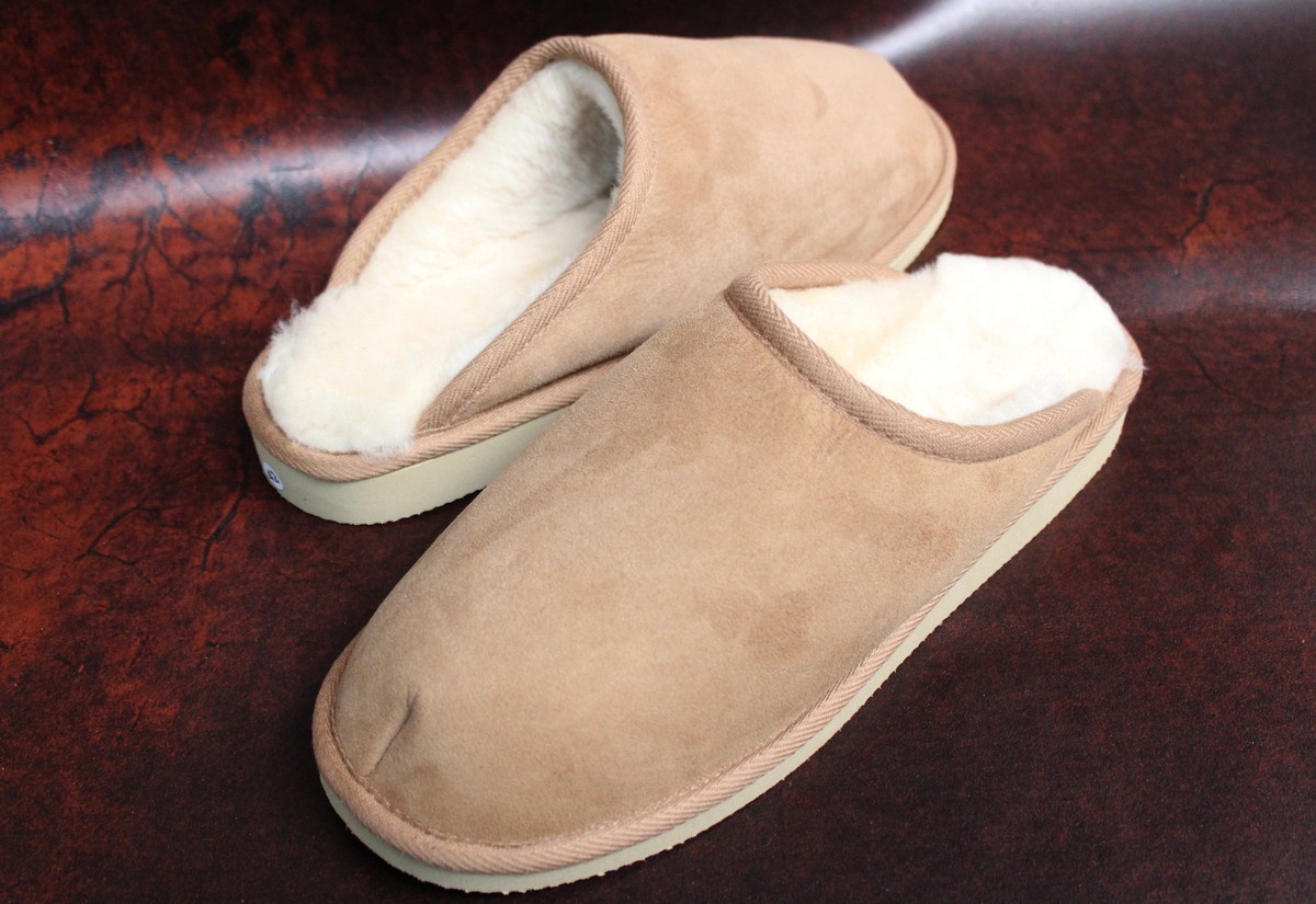 Echtes Lammfell Herren Lammfell Hausschuhe Feste Sohle Echt