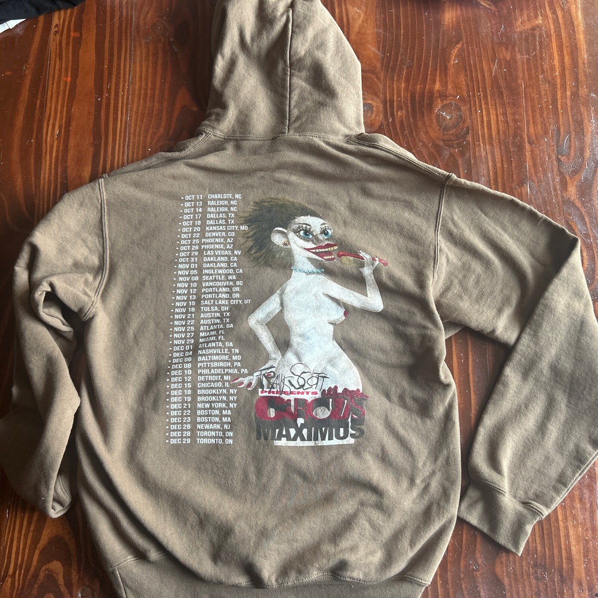 TRAVIS SCOTT UTOPIA CIRCUS MAXIMUS TOUR BROWN HOODIE-SIZE M