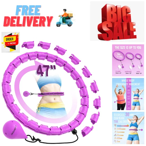 Aros de hula con peso Infinity Hoop Fit talla grande 47", para adultos pérdida de peso Foto 3 de 4