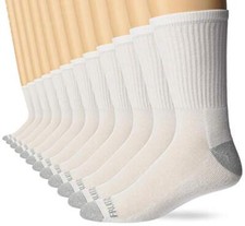 Fruit of the Loom Men's 12 Pair Pack Dual Defense Cushioned Socks White 6-12