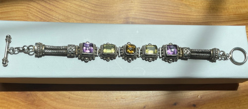 Sparkling 7.5 " Sterling Silver Gemstone bracelet from Bali Indonesia