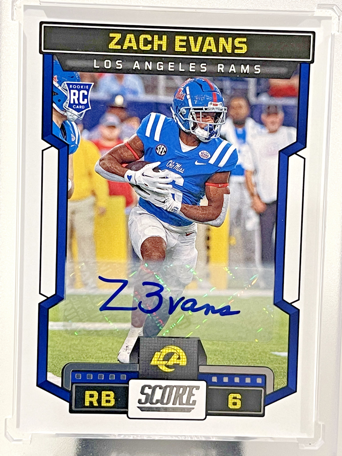 2023 Panini Score Zach Evans #319 Base Rookie Auto RC Rams