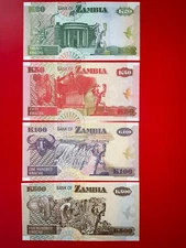 Zambia 20 50 100 500 kwacha 1992 Uncirculated all sign #11 Set of 4