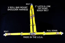 RJS RACING 2" BUGGY OFF ROAD SEAT BELT 3 POINT V HARNESS BOLT IN YELLOW  4019306