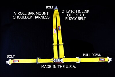 RJS RACING 2'' BUGGY OFF ROAD SEAT BELT 3 POINT V HARNESS BOLT IN YELLOW  4019306