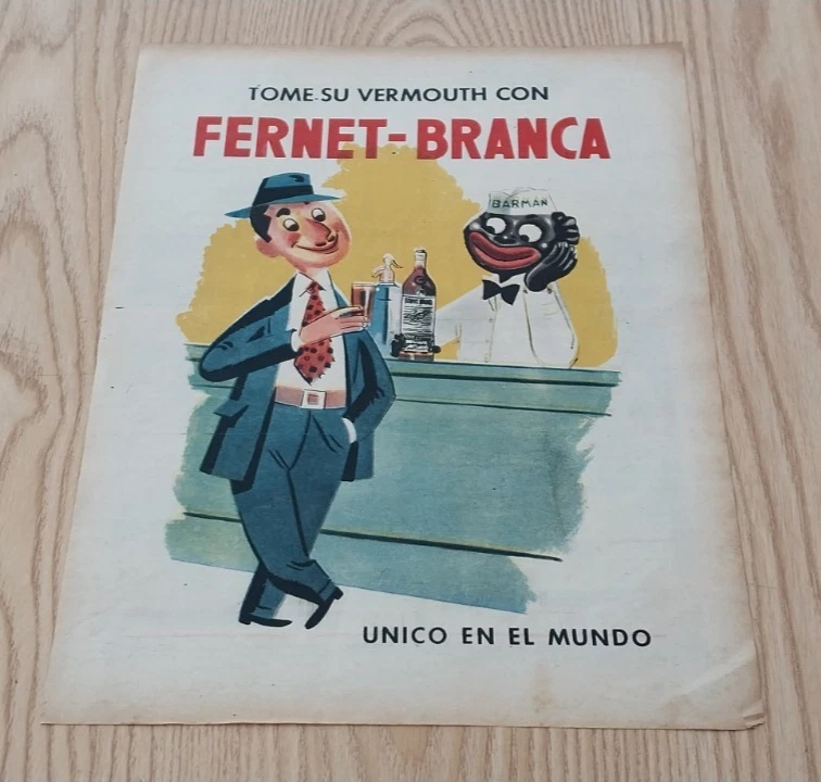 Pôster vintage década de 1940 Fernet Branca anúncio Argentina barman estilo retrô arte de parede - Imagem 3 de 4