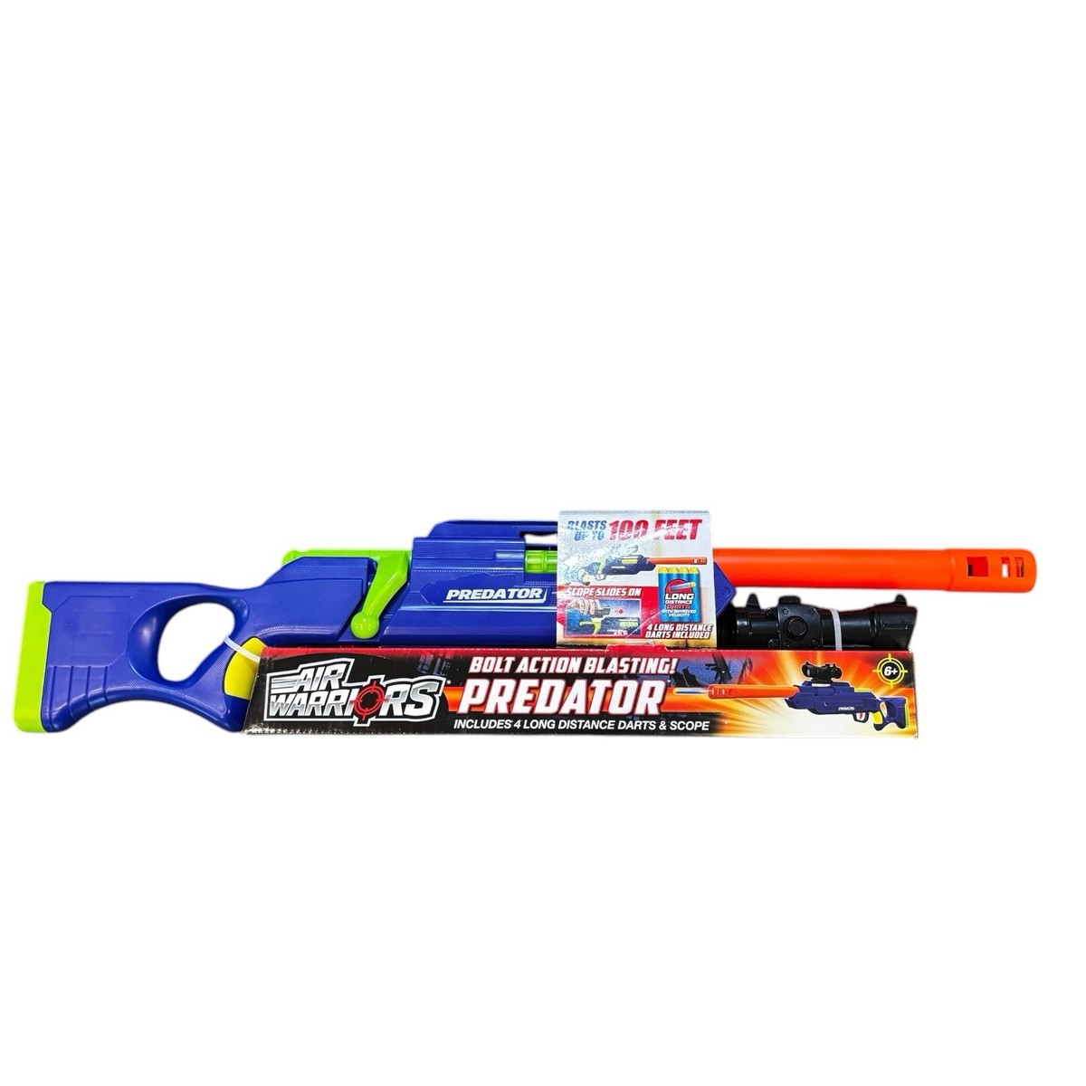 Buzz Bee Air Warriors BLUE Bolt Action Toy Rifle *Predator* 8 Foam