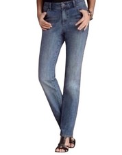 Chicos Platinum Straight Leg Medium Wash Stretch Denim Blue Jeans Size 1.5 10 