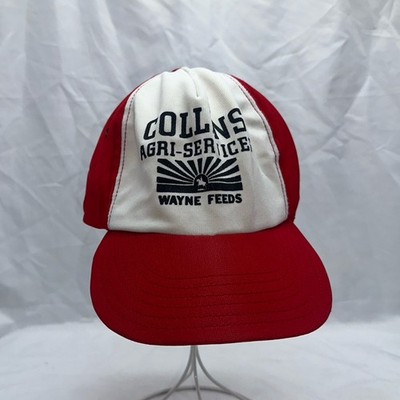 Vintage 80s Wayne Feed  Colin s Agri-services Snapback Hat Cap One Size Red