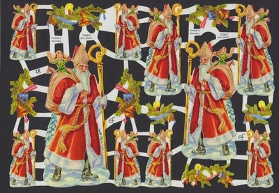 glanzbilder bogen   EF 7208   Weihnachtsmann, Sinterklaas