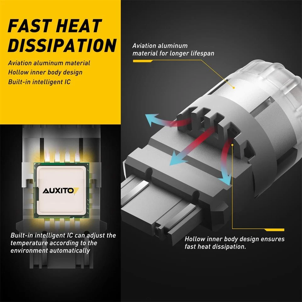 AUXITO Ámbar 3157/4156/T25 LED 3030smd 2800LM Señal de giro Bombillas de luz de estacionamiento EE. UU. Foto 3 de 4