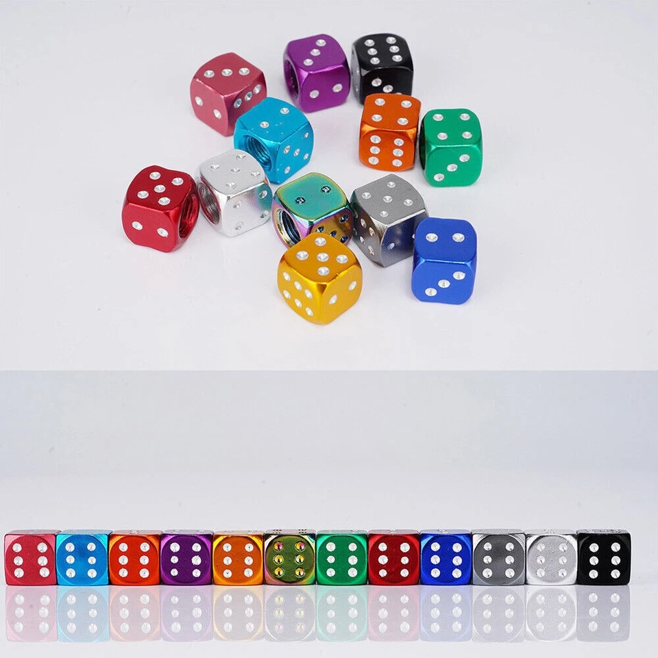 Tapa de neumático de vástago de válvula de rueda de dados de metal 8 piezas para cubierta antipolvo de coche/bicicleta/camión Foto 4 de 4