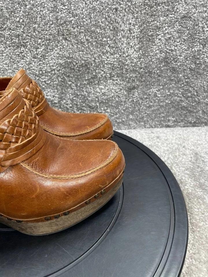 Zapatos Frye para mujer talla 5 Ella zuecos cuero marrón trenzado tacón bloque sin cordones Foto 2 de 4