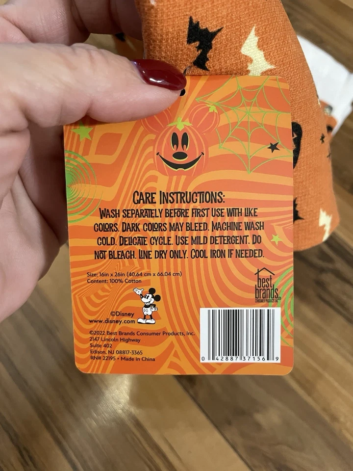 Disney MICKEY MOUSE FALL 2 PACK Hanging Kitchen TOWEL NEW Disney Orange Black - Image 3 of 4