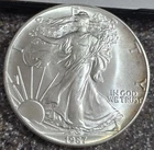 Toned BU 1987 Silver Eagle Dollar, 25C Combined Shipping