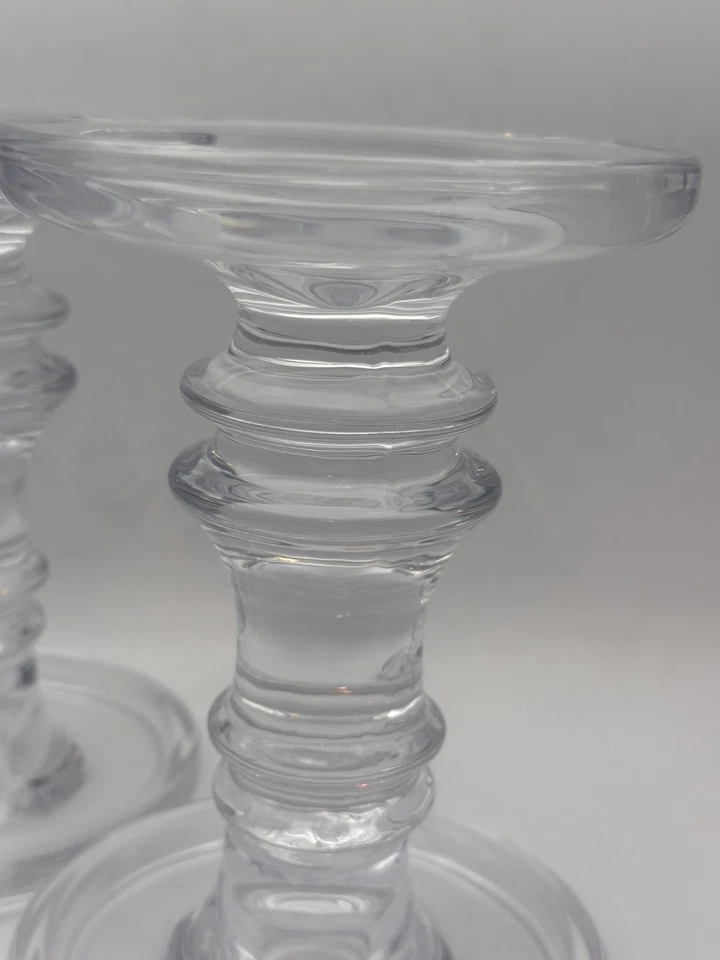 Juego de 2 candelabros cónicos de pilar de vidrio transparente Pottery Barn Claro Krosno Polonia Foto 3 de 4