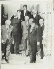 1960 Press Photo Western Leaders Leave Elysee Palace After Meeting, Paris