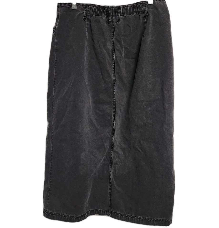 Falda negra vintage Bill Blass para mujer 14 botones de mezclilla bolsillos delanteros línea A años 90 Foto 2 de 4