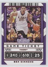 2020 Panini Contenders Draft Picks Variation Game Ticket Red Ben Simmons #14 g9z