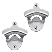 Silver Wall Mounted Bottle Opener, Stainless Mountable Beer Opener Brushed fo...