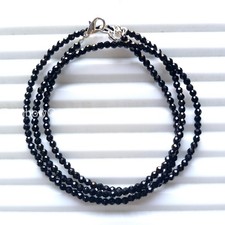 Black Spinel Necklace 2mm Faceted Rondelle Beads Natural Gemstone Necklace
