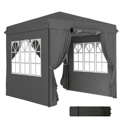 Pavillon 2,5x2,5m, wasserabweisend Stabil Winterfest Pop-up Faltpavillon Garten