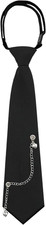 Black Ties for Women, Metal Chain Necktie Adjustable Pre-Tied Womens Tie for Uni