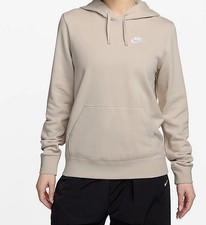 Nike Women's Sportswear Club Fleece Pullover Hoodie, Beige, Small