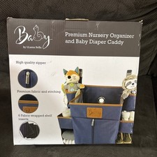 BABY DIAPER CADDY Hanging Nursery Organizer Crib Storage Blue By LLAMA BELLA