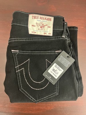 True Religion Ricky Black Rinse SN Flap Denim Short Mens Size 30