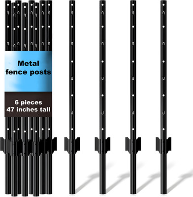 6-Piece U-Shaped No-Dig Fence Posts, Heavy Duty 4-Foot Metal for Wire Mesh