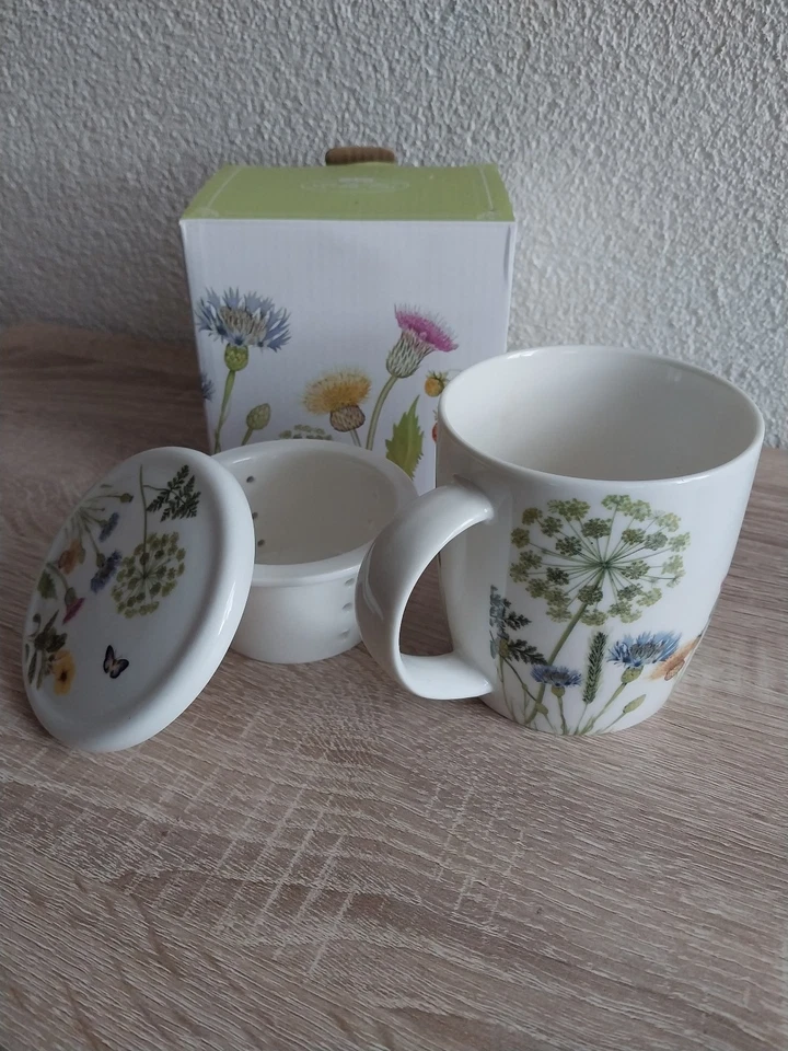 Bella Vita Teeset 3tlg. Tasse Wild Flowers - Porzellan Geschenk für Teefreunde - Bild 2 von 2