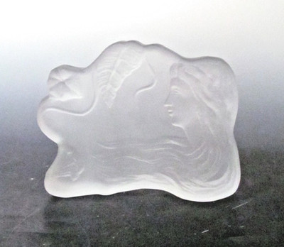 Art Nouveau Deco Female Relief Head Bust Exotic Florals Daum France Satin Plaque