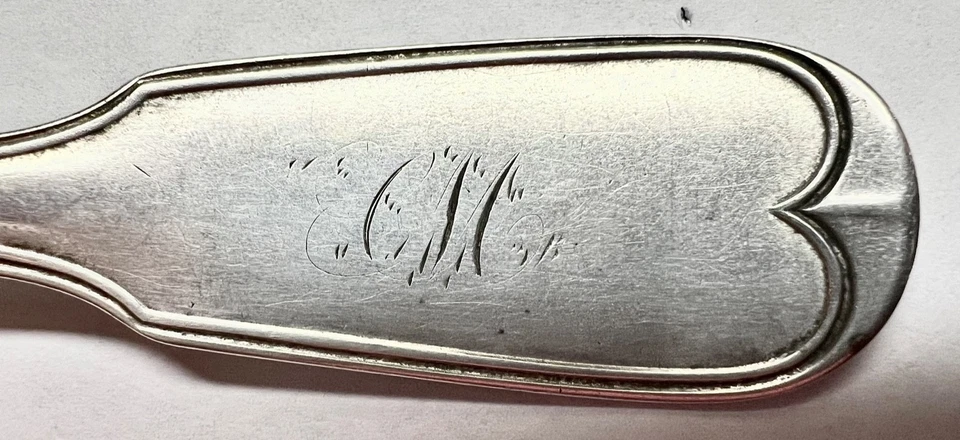 Par Wm. Gale & Son, NY moneda plata violín hilo cucharadas, 1850 Foto 4 de 4