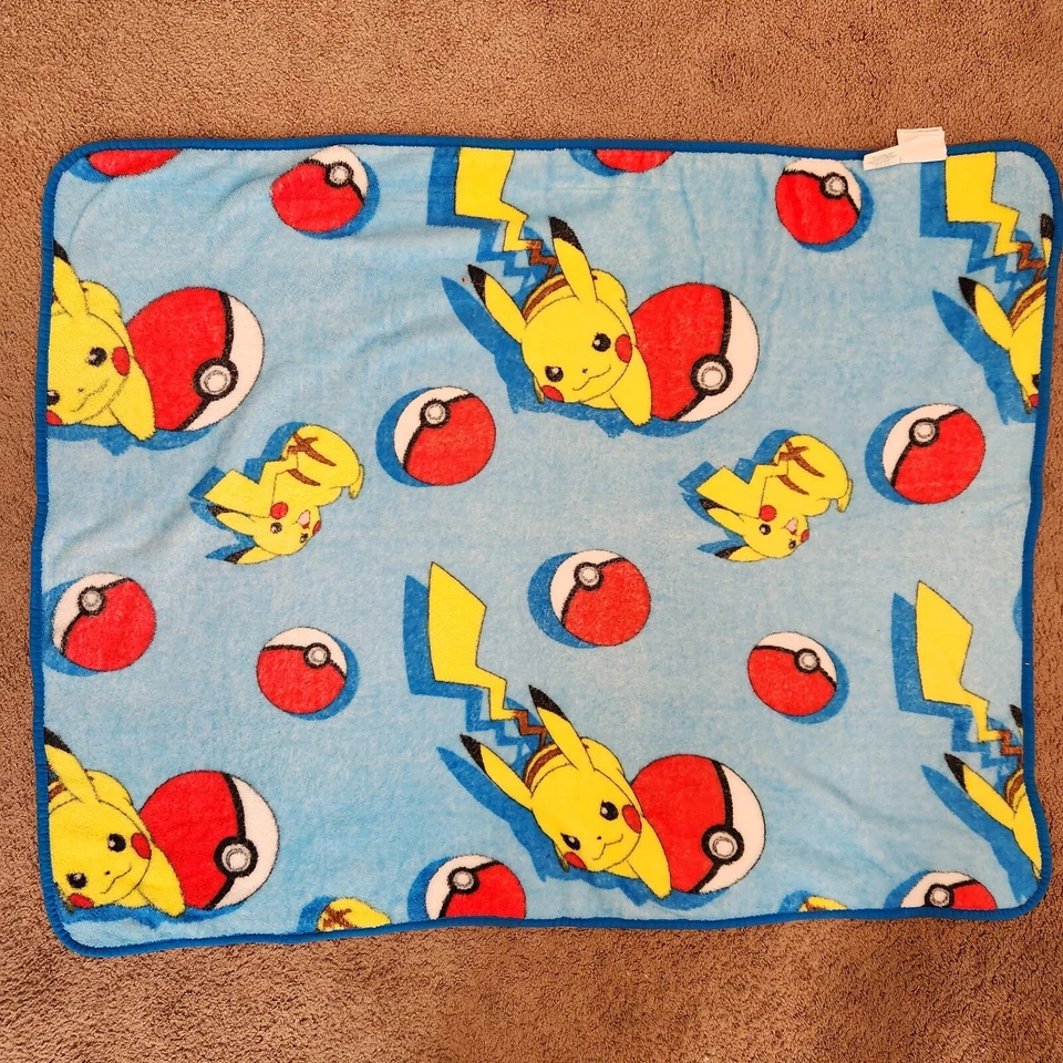 Northwest Company Pokemon Pokeball Power Pikachu Blue Throw Blanket Kids 46"x38" - Image 4 of 4