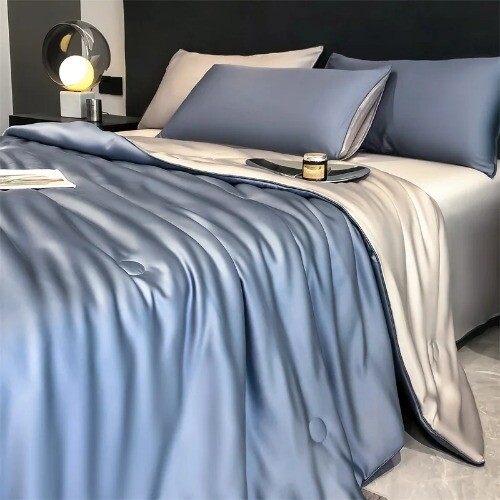 Summer Quilt Solid Color Smooth Cooling Comforter Silky Blanket Cool Blanket - Bild 24 von 34