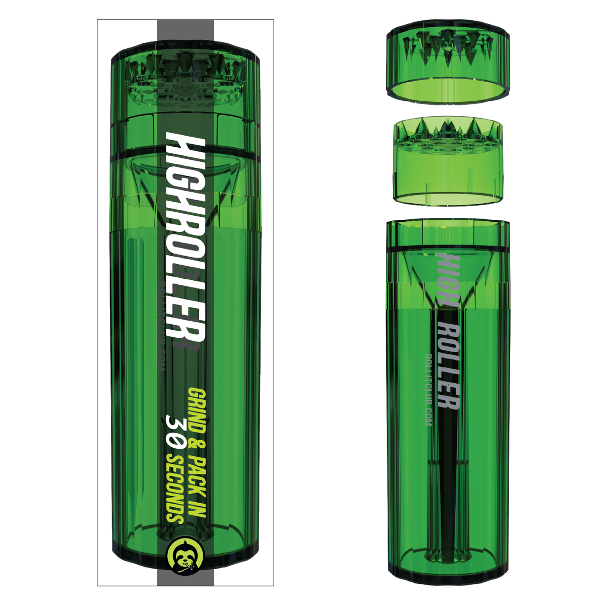 CLEAR HIGHROLLER Herb Grinder & Cone Loader | Portable Pre Roll