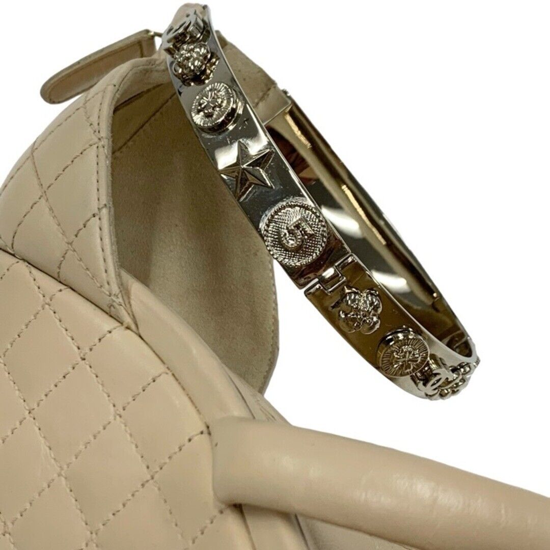 CHANEL Sandals Shoes Leather Beige Coco Mark Wedge Sole CHANEL Sandals Shoes Leather Beige Coco Mark Wedge Sole