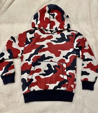 Boys Red, White Blue Camo Print Tommy Hilfiger Hoodie, Size Small 8-10