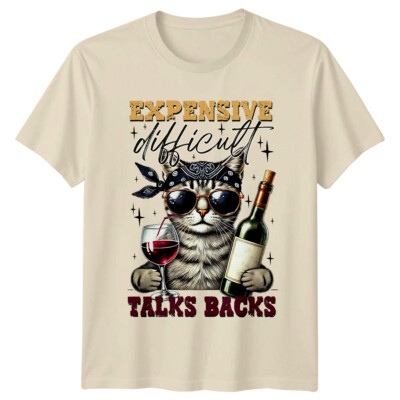 Teures Difficult Talks Backs Katze T-Shirt Sarkastisch Neuheit Tee