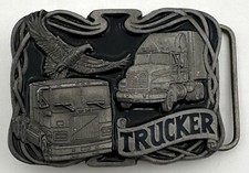 Vintage Trucker Belt Buckle Truck Eagle Black Enamel Buckles America Masterpiece
