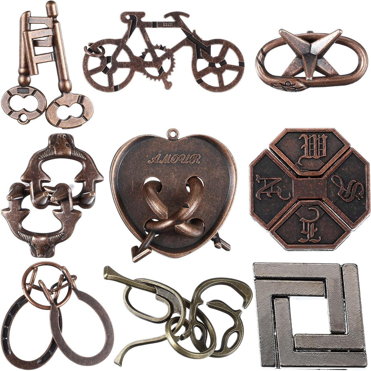 9 Pcs Metal Puzzles for Adults Brain Teaser Puzzles 3D Steel