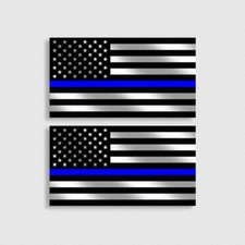 2 Pack Police Thin Blue Line Decal American Flag Sticker Law Enforcement Officer