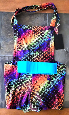 Size Medium/Large (6-9) Forplay Glitter One Piece Halter Swimsuit with Belt