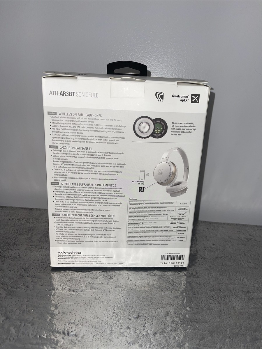 Audio-Technica ATH-AR3BT SonicFuel Wireless White | eBay