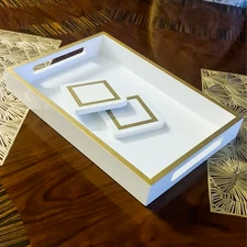 Beexome decorative serving tray for coffee table with handles