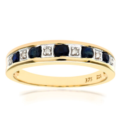 Ewigkeitsring 9 kt Gelbgold Saphir und Diamant von Naava